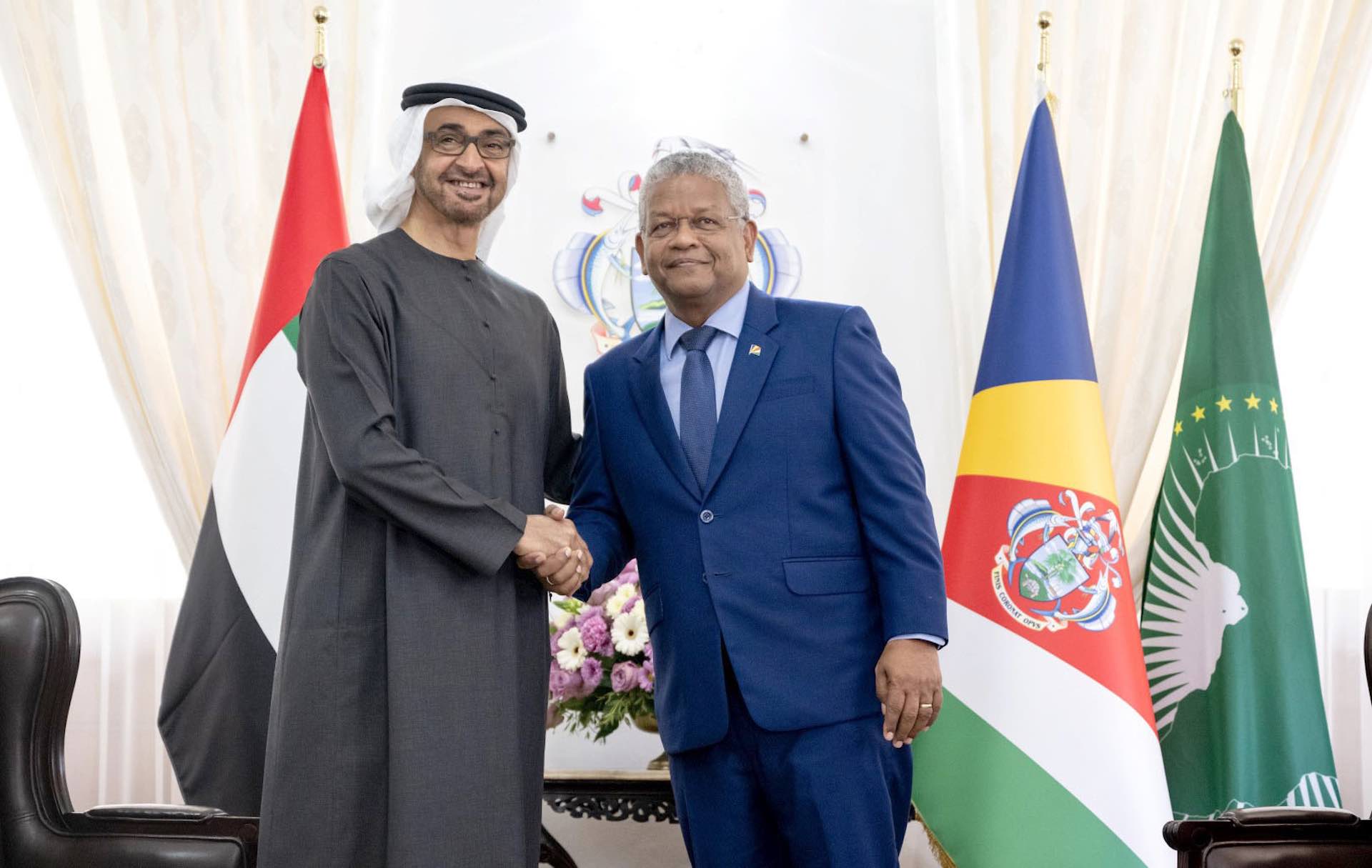 Seychelles President and Sheikh Mohamed bin Zayed discuss bilateral ties